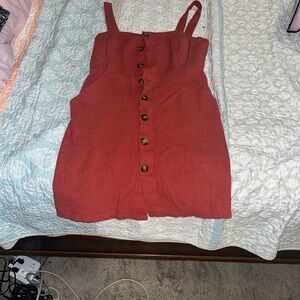 HYFVE Rust Red Button-Front Mini Dress